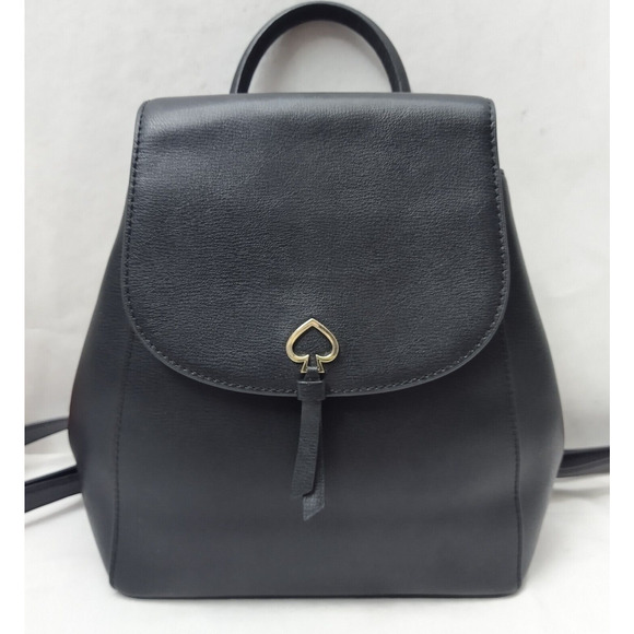 Kate Spade New York Black Leather Pushlock Flap Top Handle Backpack main image 15